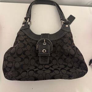 Coach Black Shoulder Bag with Signature Monogram
